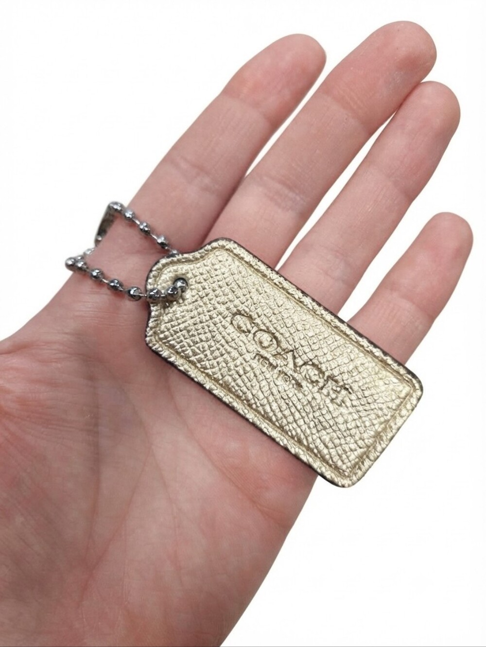 Authentic Coach Metallic Gold Leather Handbag Purse Hang Tag Charm Fob Replaceme